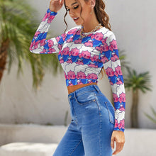 Lade das Bild in den Galerie-Viewer, Rückenfreies Crop Top zum Binden | Langarm Yoga Shirt | Personalisiert & Atmungsaktiv