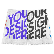 Lade das Bild in den Galerie-Viewer, Multi-Image-Druck Damen / Frauen kurze Pyjamahose mit Spitzenbesatz SDS2516 mit Fotos Muster Text Logo selbst gestalten und bedrucken