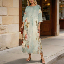 Lade das Bild in den Galerie-Viewer, Damen High-Waist Kleid mit individuellem Druck in Leinenoptik