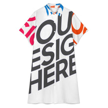 Lade das Bild in den Galerie-Viewer, Multi-Image-Design Damen / Frauen Mittellanges Hemdkleid mit Revers B15Q mit Foto Design Motiv Text selbst gestalten und bedrucken (Simple Design)