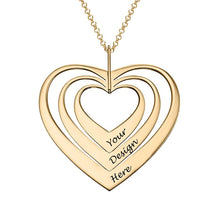 Lade das Bild in den Galerie-Viewer, Personalisierte Familienkette mit Drei Herz Anhänger mit Wunschgravur X0085 mit 18K Gold Roségold Vergoldung selbst gestalten