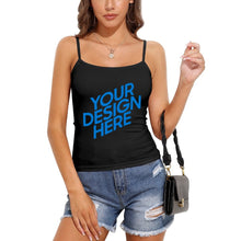 Lade das Bild in den Galerie-Viewer, Basictop Spaghettitop Damen / Frauen aus elastischer Baumwoll-Qualität A-012 mit Fotos Muster Text Logo selbst gestalten und bedrucken