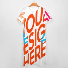 Lade das Bild in den Galerie-Viewer, Multi-Image-Druck Frauen Kurzarm V-Ausschnitt Casual Lang Kleid Maxikleid Shirt Kleid mit Taschen BYQ mit Fotos Muster Text Logo selbst gestalten und bedrucken