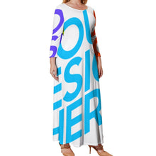 Lade das Bild in den Galerie-Viewer, Multi-Image-Druck Damen / Frauen Übergröße Maxikleid A120 in ausgestellter Form - in verschiedenen Druckdessins - mit Foto Text Muster selbst gestalten und bedrucken