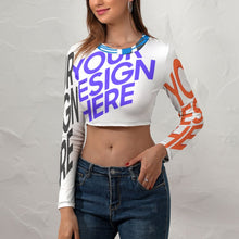 Lade das Bild in den Galerie-Viewer, Multi-Image-Design Langarm Crop Top NZ108 Damen mit Ihrem Design Motiv und Foto selbst gestalten und bedrucken