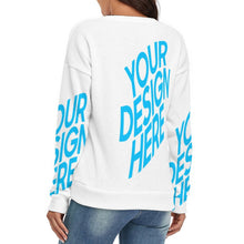 Lade das Bild in den Galerie-Viewer, Damen MY02 Sweatshirt Pullover mit tiefem V-Ausschnitt mit Fotos Logos selbst gestalten und bedrucken