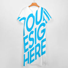 Lade das Bild in den Galerie-Viewer, Einzelbilddruck Damen Kurzarm V-Ausschnitt Casual Lang Kleid Maxikleid Shirt Kleid mit Taschen BYQ mit Fotos Muster Text Logo selbst gestalten und bedrucken