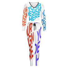 Lade das Bild in den Galerie-Viewer, Sportlicher Sweatshirtanzug mit V-Ausschnitt NZ153 für Damen Frauen mit Foto selbst gestalten und bedrucken