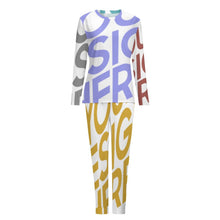 Lade das Bild in den Galerie-Viewer, Multi-Image-Druck Pajamas lang zweiteiliger Schlafanzug Damen / Frau BTZ mit Fotos Muster Text Logo selbst gestalten und bedrucken
