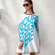Lade das Bild in den Galerie-Viewer, Wunderschönes NZ015 Kleid mit rundem Ausschnitt mit vollem Arm für Damen / Frauen selbst gestalten und bedrucken