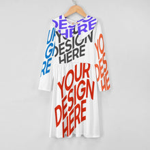 Lade das Bild in den Galerie-Viewer, Multi-Image-Design Mädchen Langarm Kleid Jerseykleid A-Linien-Kleid F6Q mit Foto Design Motiv Text selbst gestalten und bedrucken