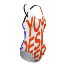 Lade das Bild in den Galerie-Viewer, Sexy modisches 2023 Multi-Image-Druck Damen / Frauen One-piece Swimsuit Swimwear Badeanzug mit tiefem Rundhalsausschnitt LT3150 mit Fotos Muster Text Logo selbst gestalten und bedrucken