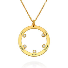 Lade das Bild in den Galerie-Viewer, Personalisierte Familienkreis Halskette mit Geburtssteinen X0081 mit Gravur selbst gestalten