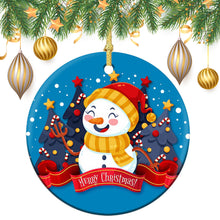 Lade das Bild in den Galerie-Viewer, Beidseitige keramike runde Christbaumschmuck Weihachtsbaumaufhänger mit Foto Text selbst gestalten und bedrucken