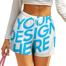 Lade das Bild in den Galerie-Viewer, High Waist Shorts kurze Hose mit Gürtel und Musterprint für Damen Frauen mit Foto Text selbst gestalten und bedrucken