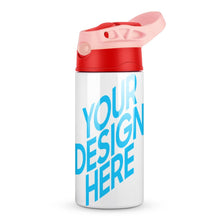 Lade das Bild in den Galerie-Viewer, Wasserbecher Trinkbecher Becher mit Deckel & Strohhalm für Kinder mit Fotos Muster Text Logo selbst gestalten und bedrucken