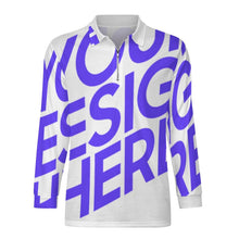Lade das Bild in den Galerie-Viewer, Einzelbild-Design Kurzer Reißverschluss Herren Langarm Poloshirt mit Strickkragen RL mit Ihrem Design Motiv Foto Text selbst gestalten und bedrucken
