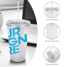 Lade das Bild in den Galerie-Viewer, Doppelwandiger Thermo-Becher mit Deckel und Strohhalm Wasserflasche Wasserbecher Doppel-isolierbecher Kreativer Doppel-strohbecher mit Ihrem eigenen Design Text oder Foto selbst gestalten und bedrucken