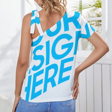 Lade das Bild in den Galerie-Viewer, Einzelbilddruck Kurzarmbluse Short Sleeve ZT mit Schleife Träger Damen / Frauen mit Foto Text Muster selbst gestalten und bedrucken