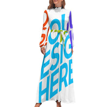Lade das Bild in den Galerie-Viewer, Multi-Image-Druck Damen / Frauen Maxikleid Langes Kleid Abendkleid lang mit Bindeband XQ mit Fotos Muster Text Logo selbst gestalten und bedrucken