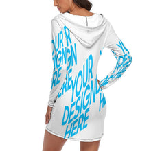 Lade das Bild in den Galerie-Viewer, Sportliches Hoodiekleid Langer Kapuzenpullover-Kleid QZ6056 Damen/Frauen selbst gestalten und bedrucken