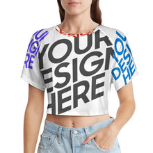 Lade das Bild in den Galerie-Viewer, Damen / Frauen Multi-Image-Design Basic T Shirt Crop Top NT29 mit Ihrem Design Motiv Foto Text selbst gestalten und bedrucken