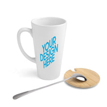 Lade das Bild in den Galerie-Viewer, Konischer Becher mit Bambusdeckel und Edelstahl Löffel individueller Druck selbst gestalten und bedrucken mit Ihren Fotos / Bildern oder Text