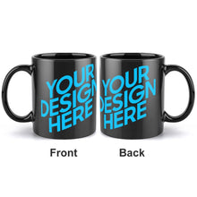 Lade das Bild in den Galerie-Viewer, Beidseitiger Druck / konsistentes Muster Schwarze Mug Tasse mit Fotos Muster Text Logo selbst gestalten und bedrucken