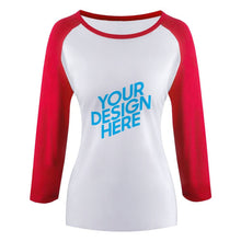 Lade das Bild in den Galerie-Viewer, Damen Raglan T-Shirt mit 3/4 Arm 100% Baumwolle selbst gestalten und bedrucken
