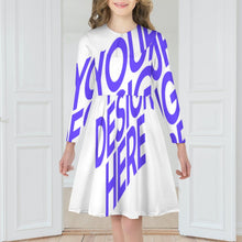 Lade das Bild in den Galerie-Viewer, Einzelbild-Design Mädchen Langarm Kleid Jerseykleid A-Linien-Kleid F6Q mit Foto Design Motiv Text selbst gestalten und bedrucken