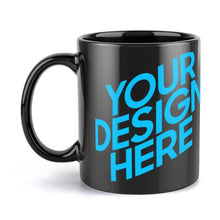 Lade das Bild in den Galerie-Viewer, Beidseitiger Druck / konsistentes Muster Schwarze Mug Tasse mit Fotos Muster Text Logo selbst gestalten und bedrucken
