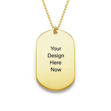 Lade das Bild in den Galerie-Viewer, 925er Sterling Silber Dog Tag Kette Namensschild Halskette X0042 mit Gravur in Script Schrift mit 18K Gold Roségold Vergoldung Länge verstellbar selbst gestalten