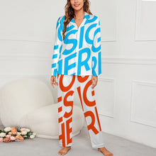 Lade das Bild in den Galerie-Viewer, Einzelbild-Design Damen / Frauen Schlafanzug Pyjama Set Langarm - Kragen Classic (2 tlg.) SDS062 mit Foto Design Motiv Text selbst gestalten und bedrucken