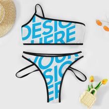 Lade das Bild in den Galerie-Viewer, 2023 New edle Einzelbild-Design EIN Schulter Bademode Push-Up Bustier Bikini Set 2 teilig mit Ihrem Foto Motiv und Text selbst gestalten und bedrucken