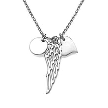 Lade das Bild in den Galerie-Viewer, Personalisierte Engelsflügel-Halskette mit Buchstaben Gravur X0027 aus 18K Gold- / Rosévergoldetes 925er Sterlingsilber / Kupfer selbst gestalten