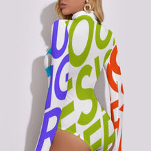 Lade das Bild in den Galerie-Viewer, Sexy Multi-Image-Druck Damen / Frauen Stringbody Jumpsuit Bodysuit Damenbody NZ056 mit Fotos Muster Text Logo selbst gestalten und bedrucken