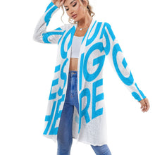 Lade das Bild in den Galerie-Viewer, Einzelbilddruck Langarm Cardigan Strickjacke lang geschnitten NZ060 Damen / Frauen mit Foto Text Muster selbst gestalten und bedrucken