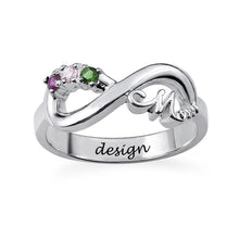 Lade das Bild in den Galerie-Viewer, Personalisierter 925er Sterling Silber Infinity Mom Ring J0023 mit gravierbarer Innenseite selbst gestalten