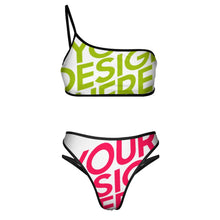 Lade das Bild in den Galerie-Viewer, 2023 New edle Multi-Image-Design Push-Up Bustier Bikini Set 2 teilig EIN Schulter Bademode mit Ihrem Foto Motiv und Text selbst gestalten und bedrucken