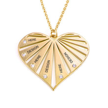 Lade das Bild in den Galerie-Viewer, Personalisierte Damen Halskette Familienkette mit Anhänger X0020 aus 925 Sterling Silber mit Zirkonias und Gold- / Roségold-Beschichtung mit Gravur selbst gestalten