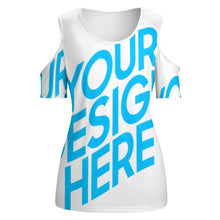 Lade das Bild in den Galerie-Viewer, Kurzarmshirt Schulterfreie Shirts TSHIRT mit U-Ausschnitt für Damen Frauen mit Foto selbst gestalten und bedrucken