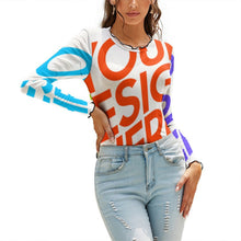 Lade das Bild in den Galerie-Viewer, Multi-Image-Druck Damen / Frauen Langarmshirt Basic Shirt NZ140 mit Fotos Muster Text Logo selbst gestalten und bedrucken