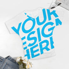 Lade das Bild in den Galerie-Viewer, Einzelbilddruck Tshirt Damen mit V-Ausschnitt mit Falten Dekoration BHT mit Namen Fotos Text selbst gestalten und bedrucken