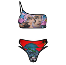 Lade das Bild in den Galerie-Viewer, 2023 New edle Multi-Image-Design Push-Up Bustier Bikini Set 2 teilig EIN Schulter Bademode mit Ihrem Foto Motiv und Text selbst gestalten und bedrucken