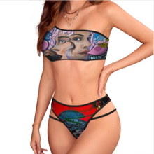 Lade das Bild in den Galerie-Viewer, 2023 New edle Multi-Image-Design Push-Up Bustier Bikini Set 2 teilig EIN Schulter Bademode mit Ihrem Foto Motiv und Text selbst gestalten und bedrucken