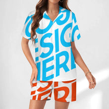 Lade das Bild in den Galerie-Viewer, Einzelbild-Design Damen / Frauen Kurze Schlafanzug Shorty Pyjama Set aus Seide mit Foto Design Motiv Text selbst gestalten und bedrucken
