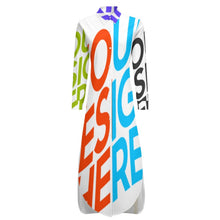 Lade das Bild in den Galerie-Viewer, Multi-Image-Druck Damen / Frauen Langarm Hemdblusenkleid Blusenkleid Shirtkleid mit Knopfkragen JS mit Fotos Muster Text Logo selbst gestalten und bedrucken