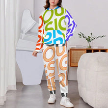 Lade das Bild in den Galerie-Viewer, Multi-Image-Design Kinder Jungen Mädchen Kapuzenpullover Jogginganzug Trainingsanzug 2-tlg mit Kapuzenshirt und Sweathose mit Foto Design Motiv Text selbst gestalten und bedrucken