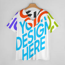 Lade das Bild in den Galerie-Viewer, Multi-Image-Druck Allover Print TShirt BDT Blusenshirt T-Shirt Kuzarm mit einem V- Ausschnitt Damen / Frauen mit Fotos Muster Text Logo selbst gestalten und bedrucken