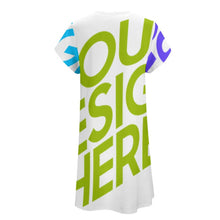 Lade das Bild in den Galerie-Viewer, Bis 5XL Multi-Image-Druck Damen Kurzarm TSHIRT T-Shirt Kleid mit V-Ausschnitt NZ2202046 mit Fotos Muster Text Logo selbst gestalten und bedrucken